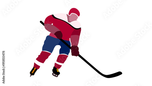 hockey player, flat color vector illustration