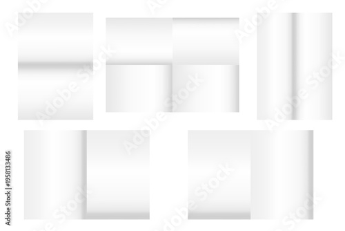 Paper fold set. Blank sheet template. Folded flyer Vector. Shadow effect mockup. Manual vector only. No autotrace used.