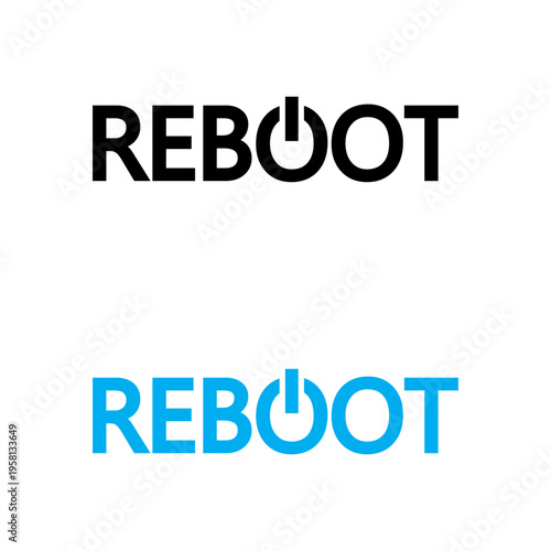 Reboot text set. Power button Vector. System restart emblem. Technology logo design. Manual vector only. No autotrace used.