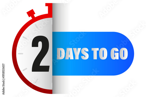 2 Days to go. Red clock Vector. Two days remaining. Promotion timer banner. Manual vector only. No autotrace used.