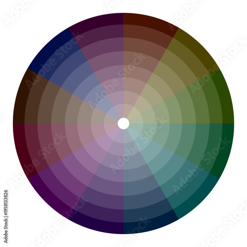 Professionalized darkest wheel. Circularity palettes Vector. Graduated spectrums charts. Comprehensive gradients guidebook.