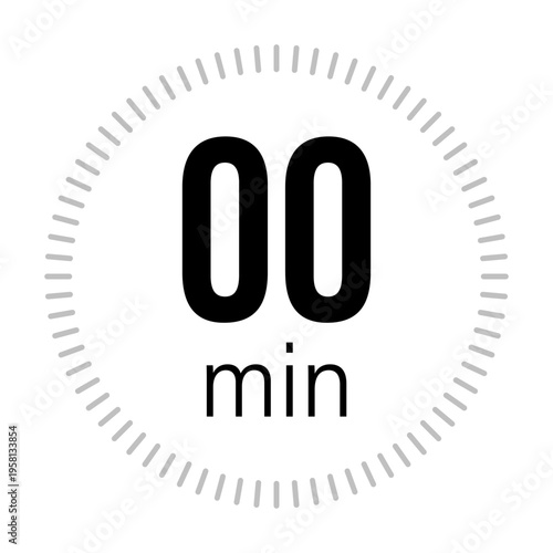 Zero minute timer. Starting point Vector. Clock face icon. Black number symbol. Manual vector only. No autotrace used.