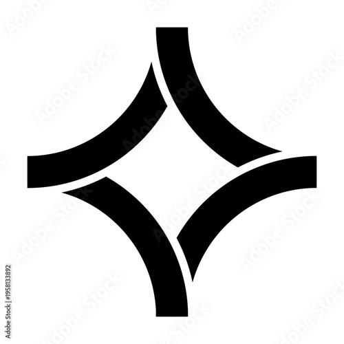 Black star icon. Geometric Vector sign. Abstract cross shape. Minimalist line art. Manual vector only. No autotrace used.