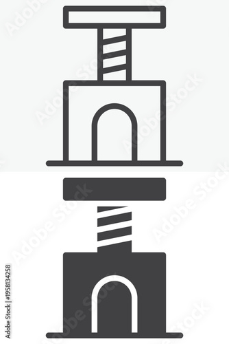 Cat tree scratching post icon in line and solid style. Outline and solid vector icon, editable stroke sign and symbol. Cat tree icon for pet play.