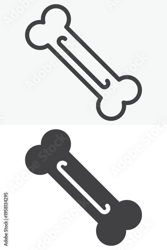 Dog bone chew icon in line and solid style. Outline and solid vector icon, editable stroke sign and symbol. Bone icon for pet snack.