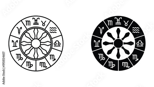zodiac wheel astrology signs flat design vector illustration
