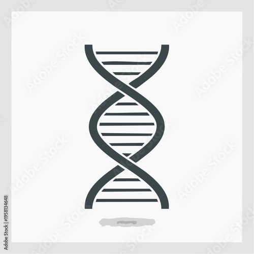 Icon of a DNA double helix, representing genetics, science, and biology, in a minimalist, flat design style