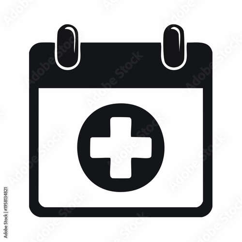 Healthcare calendar icon with a cross symbol representing medical appointments and health scheduling