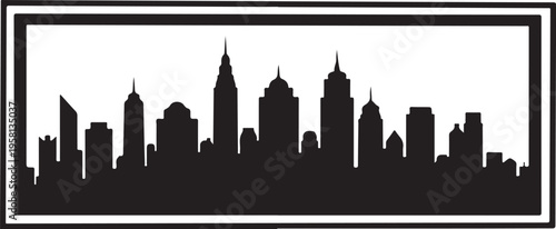 Black silhouette of a city skyline at night time