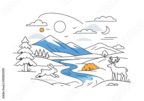 Hello Blooming Season. Set lettering. harmonious lettering variations of the same emblematic concept, each with different artistic interpretation (Bold