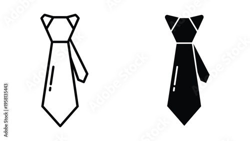 black and white necktie and bow tie flat design vector illustration