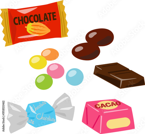 チョコレート製品のイラストセット
