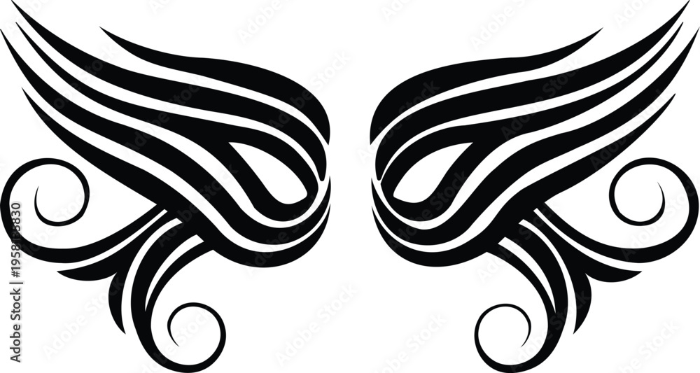 Fototapeta premium Creative swirls curved design and style wing lines Tribal with