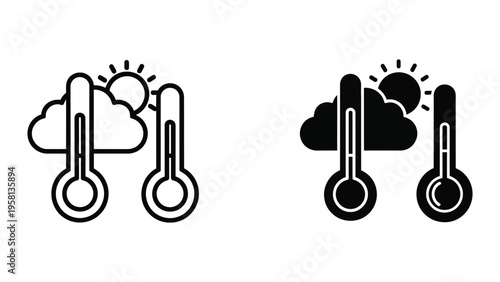 thermometer temperature comparison hot and cold weather vector illustration