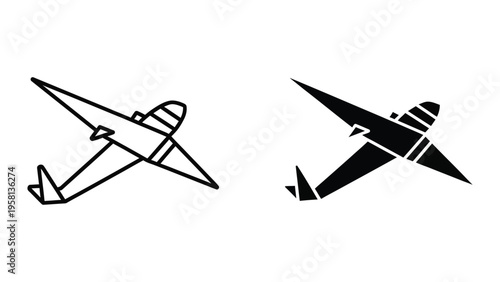 biplane and jet airplane side view comparison vector illustration