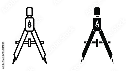 two adjustable camera tripods flat design vector illustration
