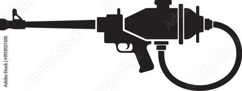 Black silhouette of a futuristic sci-fi blaster gun vector