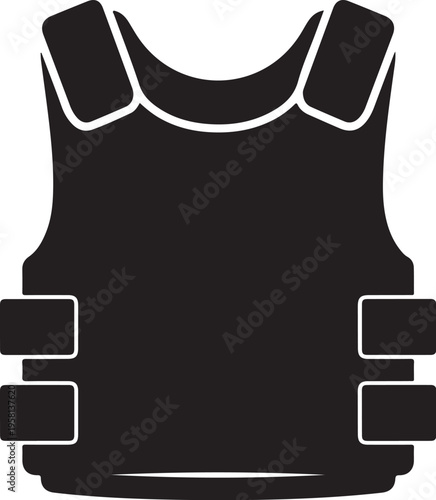 Vector bulletproof vest icon, black and white