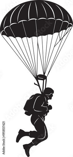 Black silhouette of a parachuter vector illustration