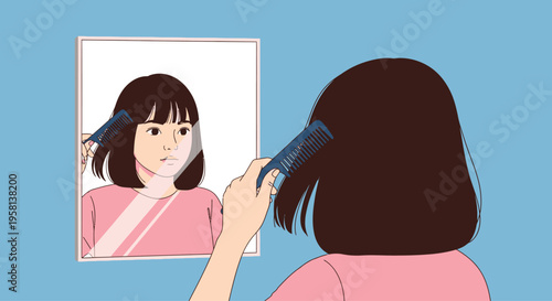 Woman styling her hair with dryer.