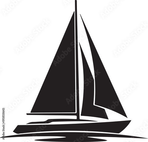 Vector sailboat icon in black on white background