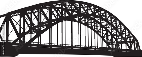 Vector steel bridge silhouette, industrial arch structure