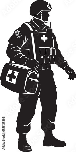 Vector illustration of a medic or first aid worker in uniform