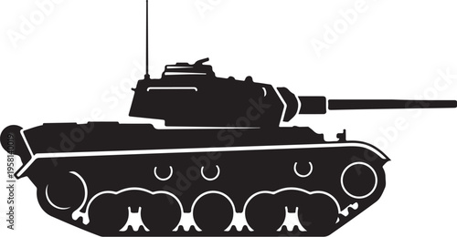 Black silhouette tank icon vector