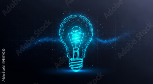 A futuristic light bulb with a glowing brain inside, symbolizing creativity, intelligence, and innovation in a cosmic digital environment.