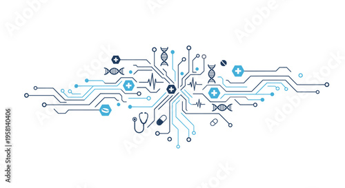 flat vector Digital Health Network isolated on White Background vector background, vector illustration