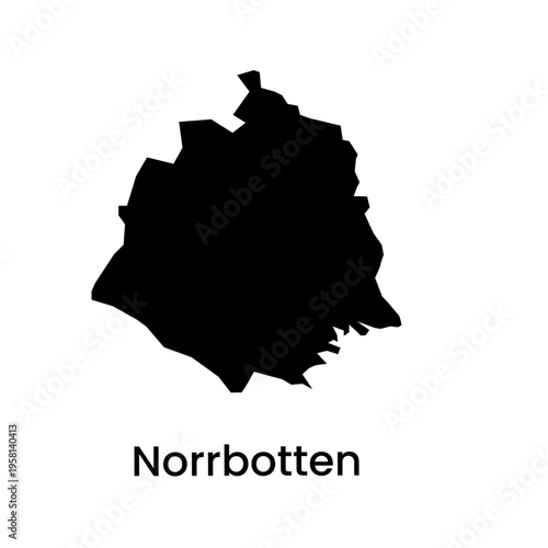 Norrbotten Sweden Region Silhouette Map Vector Illustration