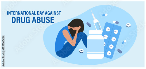 Anti Drug Day 26th june, international day againstdruge abuse vector Illustration
