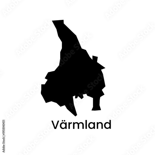 Varmland Sweden Region Silhouette Map Vector Illustration
