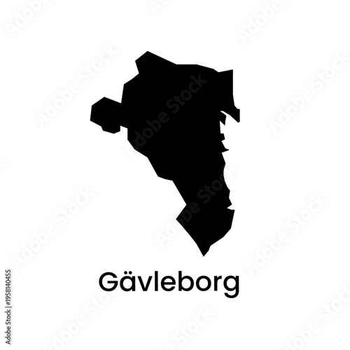 Gavleborg Sweden Region Silhouette Map Vector Illustration