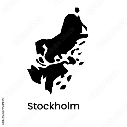 Stockholm Sweden Region Silhouette Map Vector Illustration