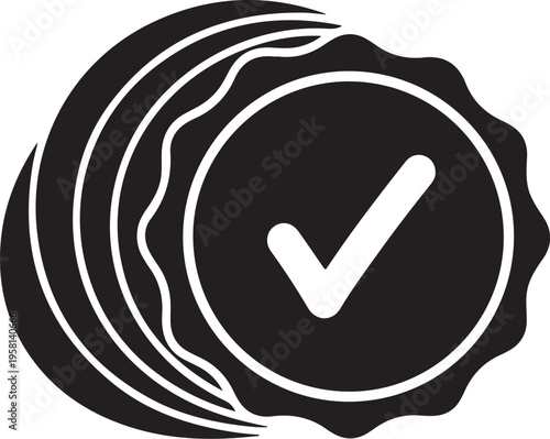 Black and white checkmark icon for approval and confirmation