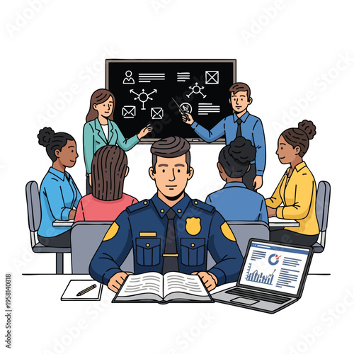 Officer attends training with presentation and colleagues