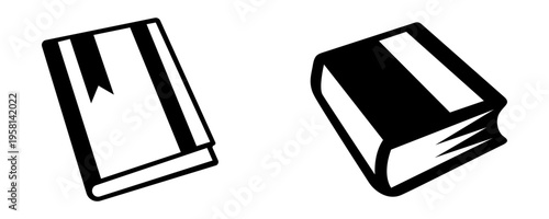 Journal notebook with bookmark ribbon silhouette vector set