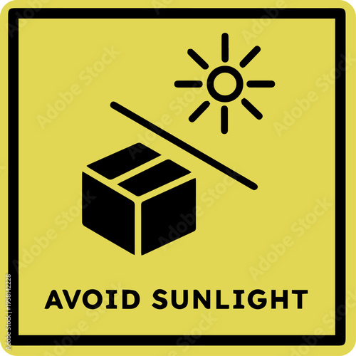 Avoid Sunlight Warning Sign Icon for Shipping and Packaging