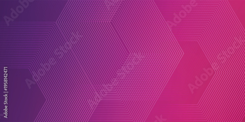 Abstract background with radiant purple pink technical geometric hexagon lines eps10