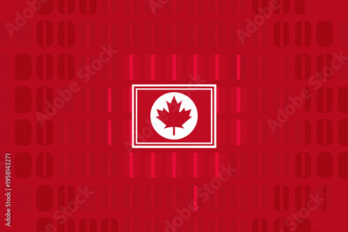 Canadian flag design integrated with binary code on a red background