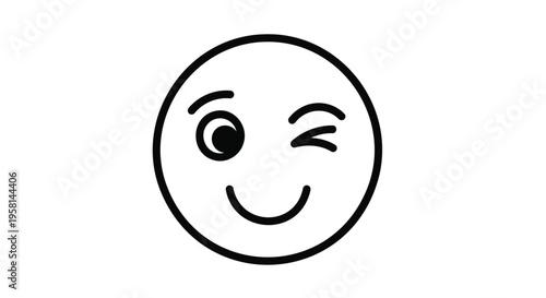 Winking smiling face emoticon vector icon
