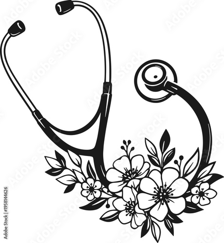 Stethoscope floral Svg