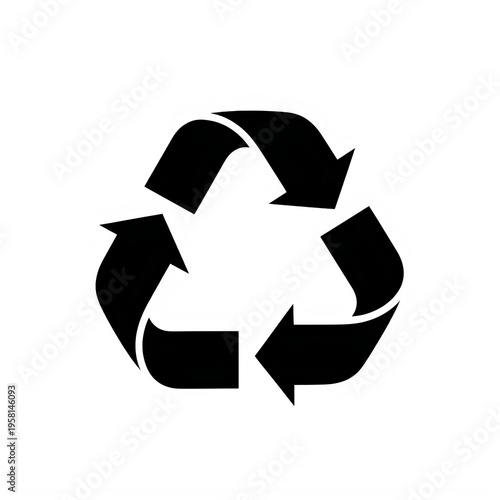 Black recycling symbol icon on white background