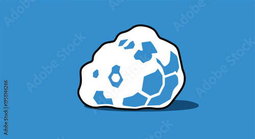 Simple illustration of a textured snowball against a bright blue background