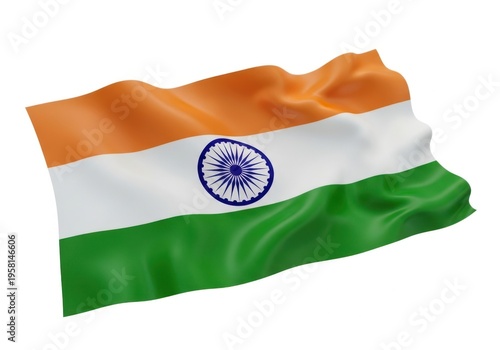 Waving flag of india isolated on white background