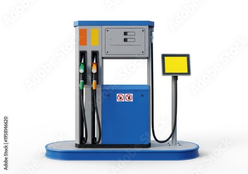 Modern fuel pump station isolated on white background
