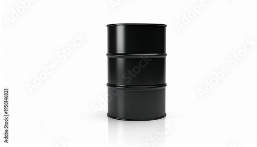 Classic Black Steel Oil Barrel Isolated on White