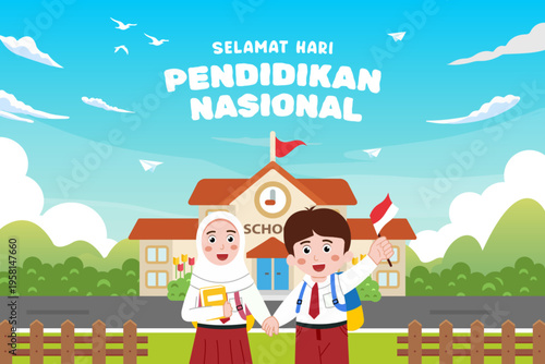 Gradient indonesian national education day illustration