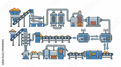 Industrial manufacturing process flow diagram.